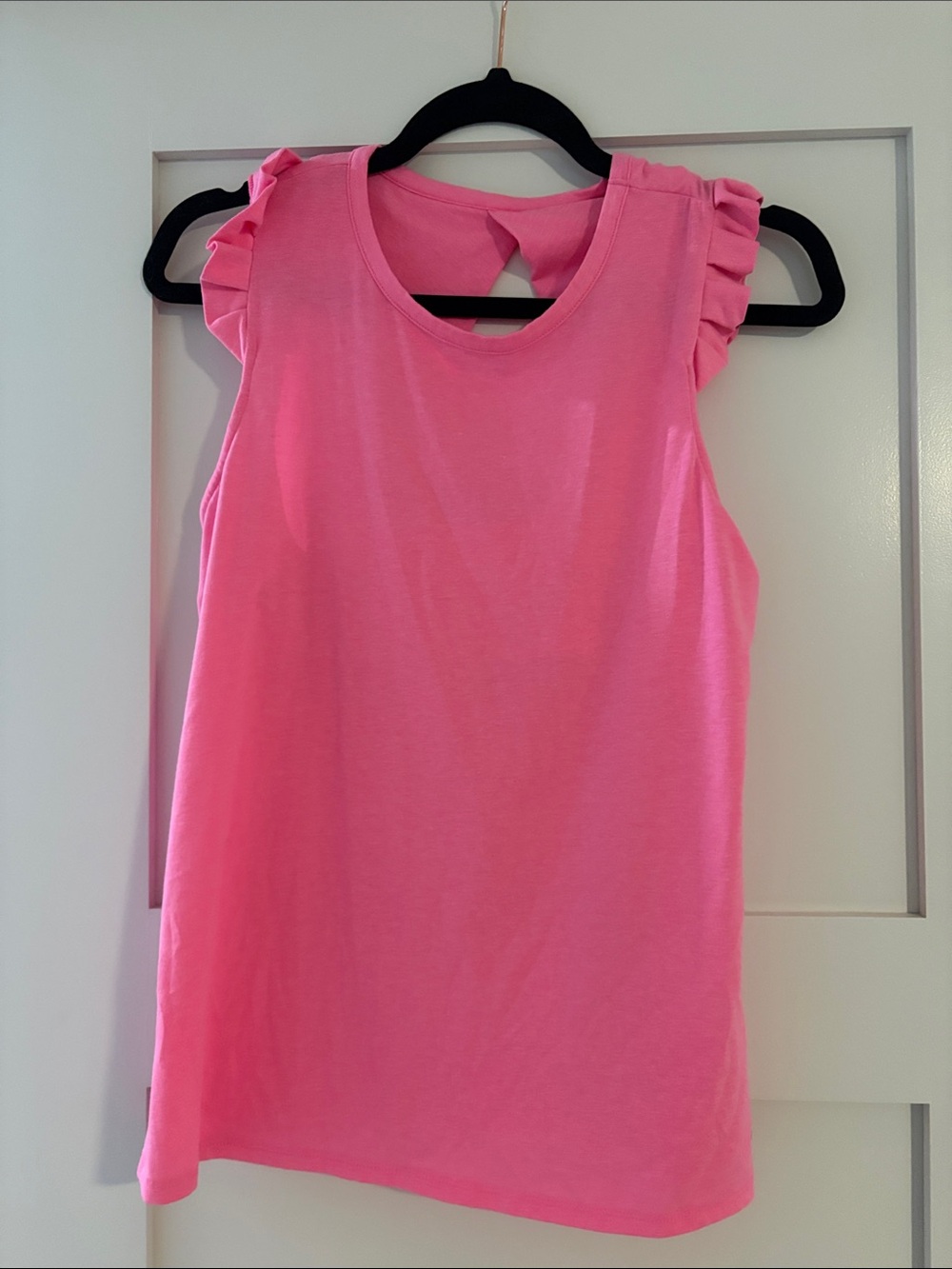 Women's Pink Ruffle Sleeve Tank Top